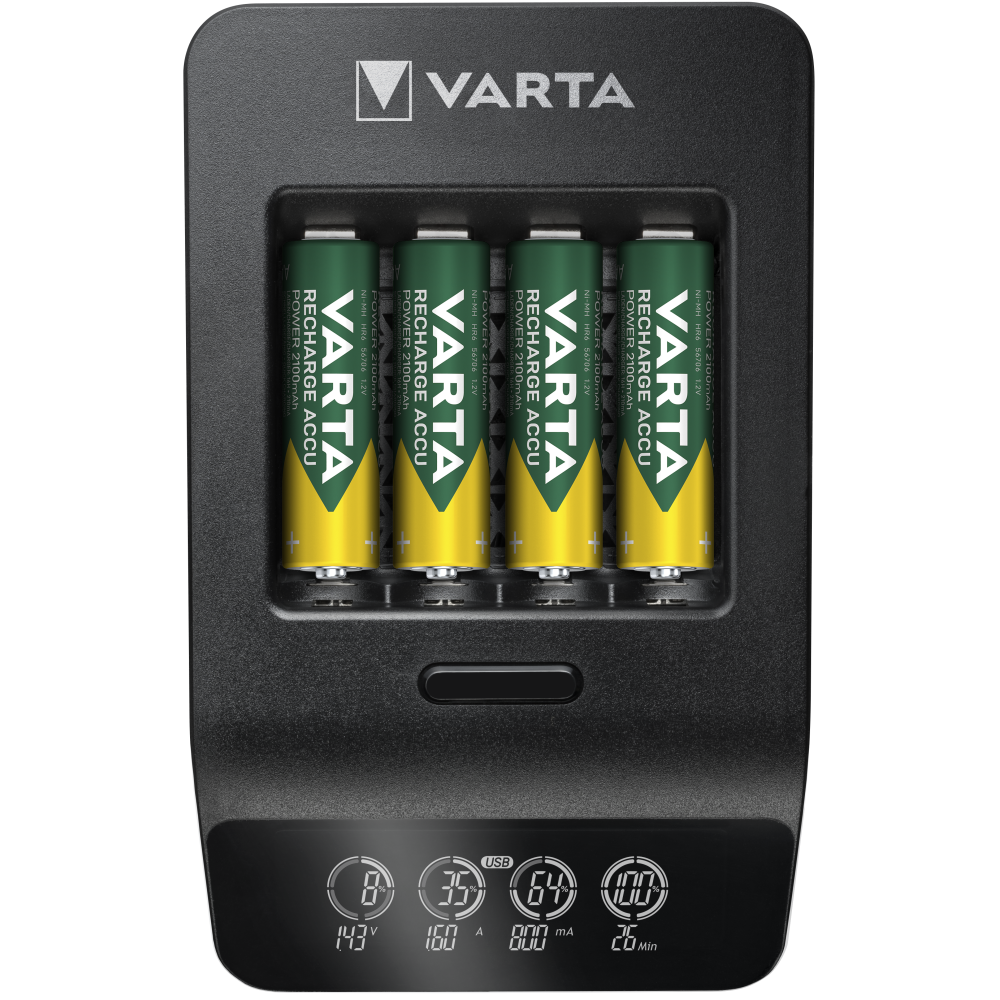 VARTA LCD Smart Charger+ Batterieladegerät & 4x AA 56706 2100mAh Batterien