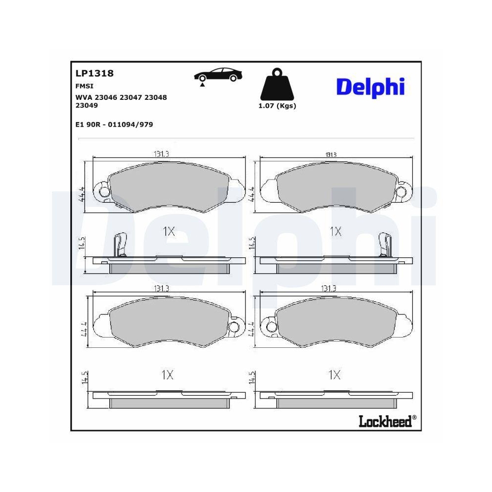 DELPHI LP1318 Bremsbelagsatz, Scheibenbremse f&uuml;r SUBARU SUZUKI, Vorderachse