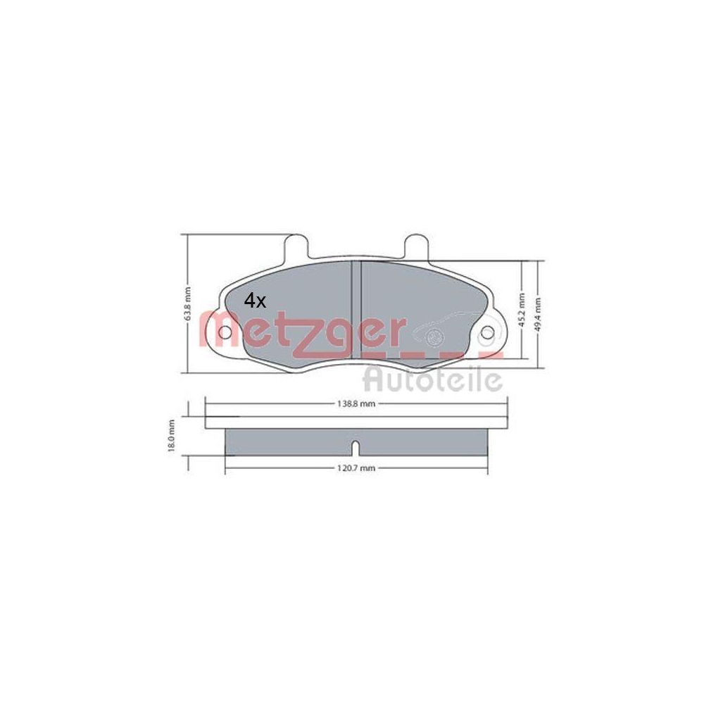 Bremsbelagsatz, Scheibenbremse METZGER 1170604 f&uuml;r FORD, Vorderachse