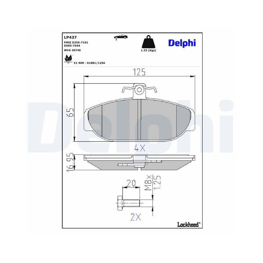 DELPHI LP437 Bremsbelagsatz, Scheibenbremse f&uuml;r VOLVO, Vorderachse