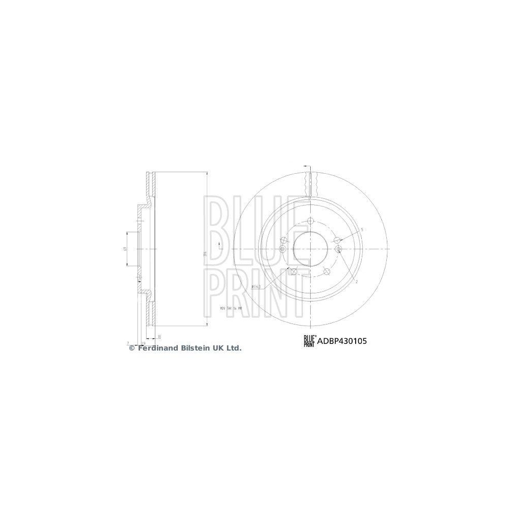 BLUE PRINT ADBP430105 2 St&uuml;ck Bremsscheiben f&uuml;r HYUNDAI, Hinterachse