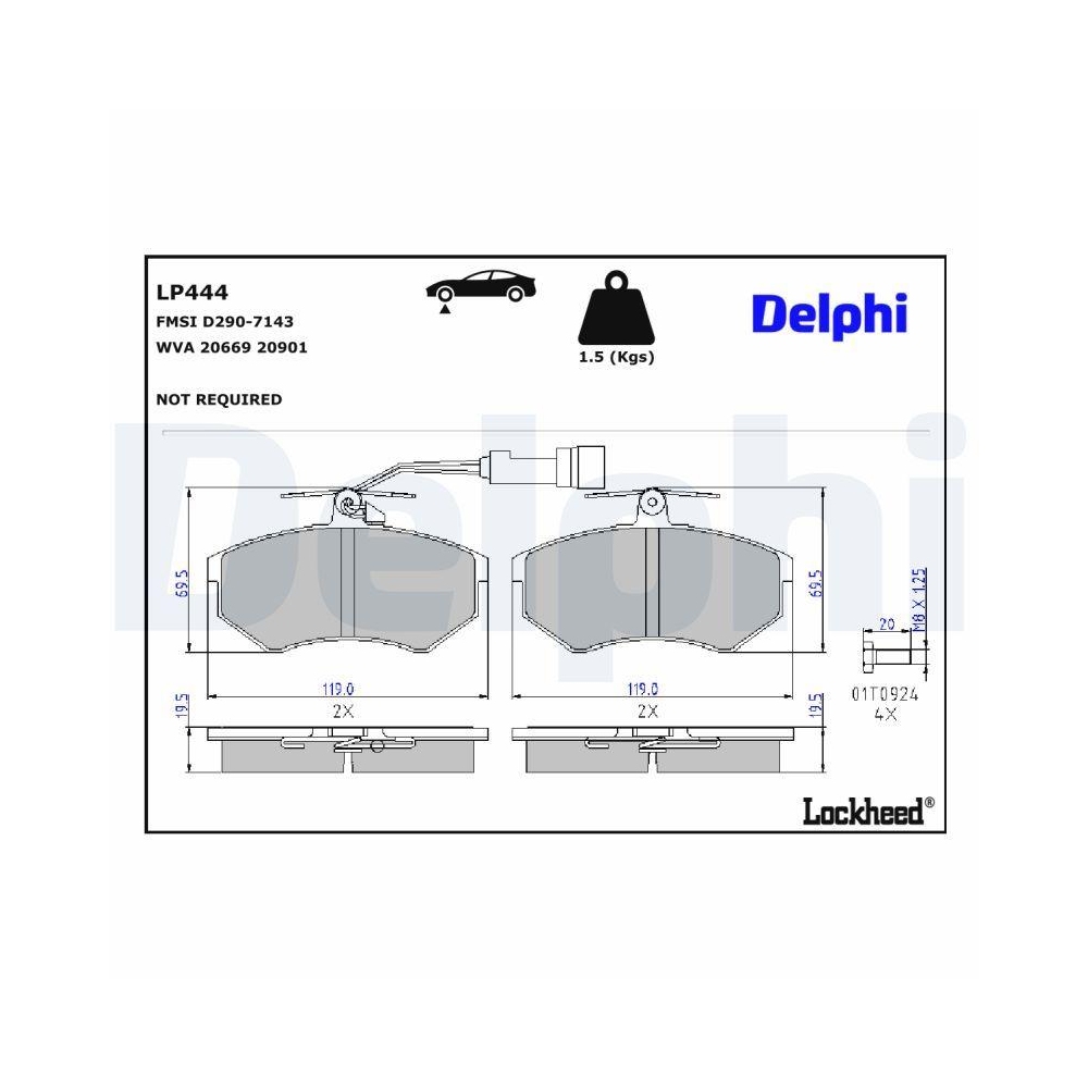 DELPHI LP444 Bremsbelagsatz, Scheibenbremse für AUDI VW ZHONGHUA (BRILLIANCE)