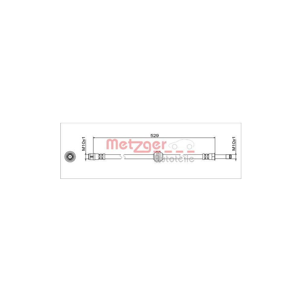 Bremsschlauch METZGER 4111811 f&uuml;r MERCEDES-BENZ, Vorderachse links