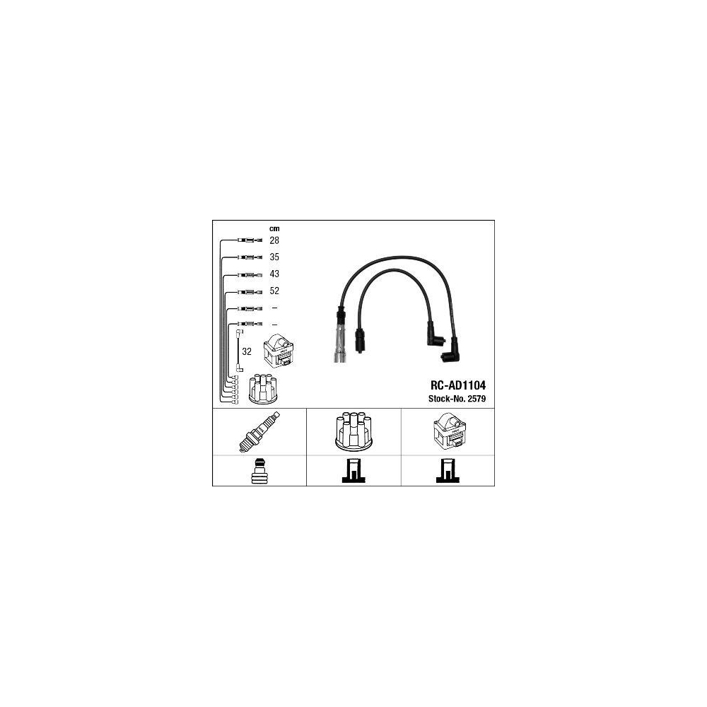 Zündleitungssatz NGK 2579 für, für Fahrzeuge mit Zündverteiler