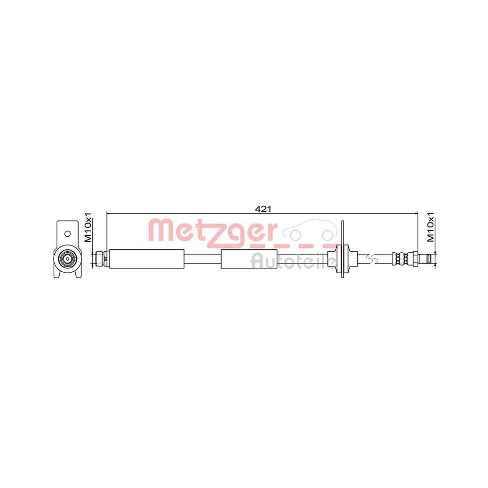 Bremsschlauch METZGER 4111814 f&uuml;r FORD, Hinterachse links, Hinterachse rechts