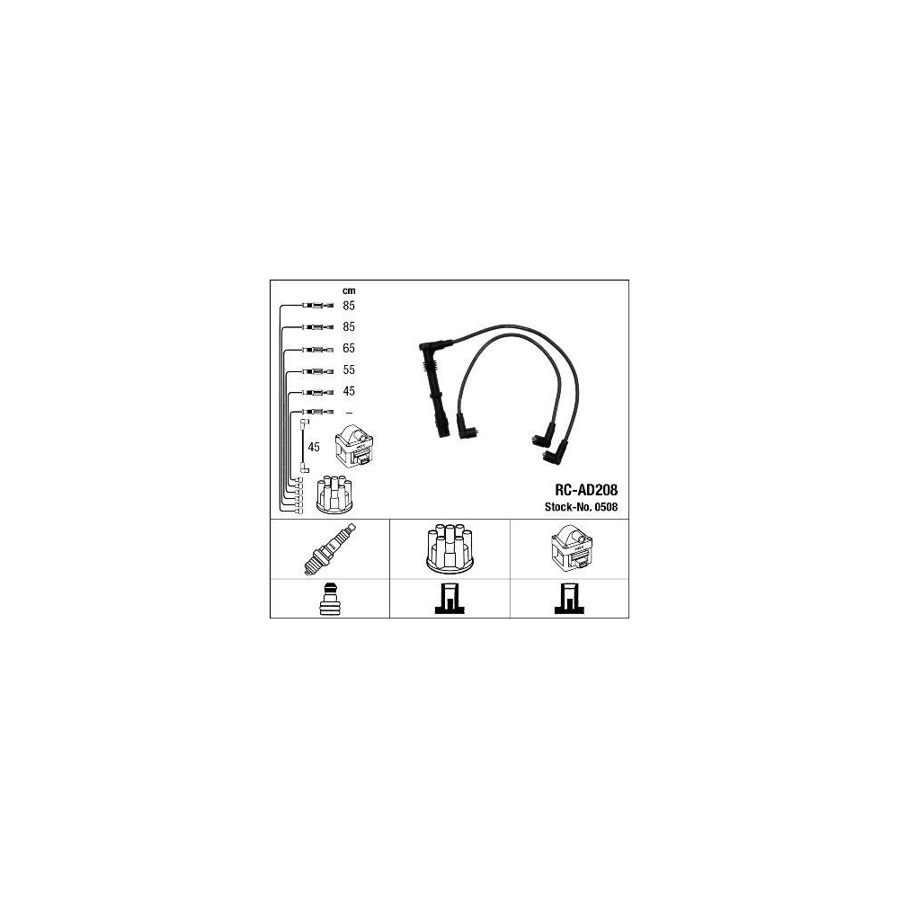 Z&uuml;ndleitungssatz NGK 0508 f&uuml;r AUDI SEAT SKODA VW LAMBORGHINI BENTLEY