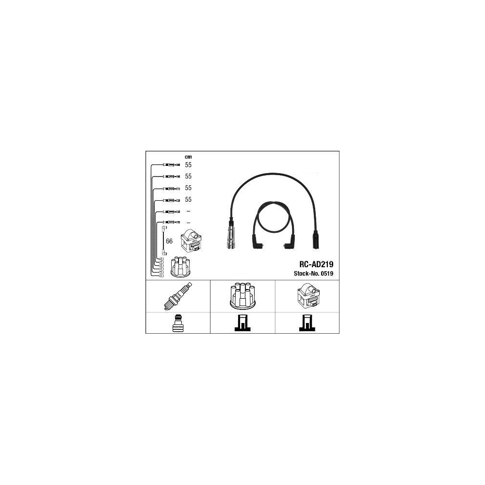 Zündleitungssatz NGK 0519 für, für Fahrzeuge mit Zündverteiler