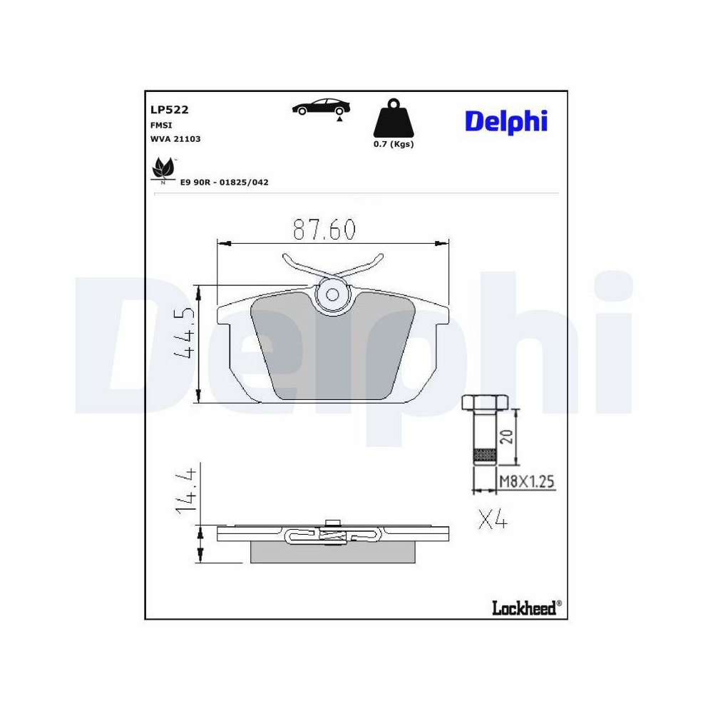 DELPHI LP522 Bremsbelagsatz, Scheibenbremse für ALFA ROMEO FIAT LANCIA
