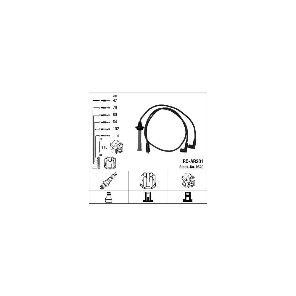 Z&uuml;ndleitungssatz NGK 0520 f&uuml;r ALFA ROMEO FIAT LANCIA FERRARI MASERATI ABARTH