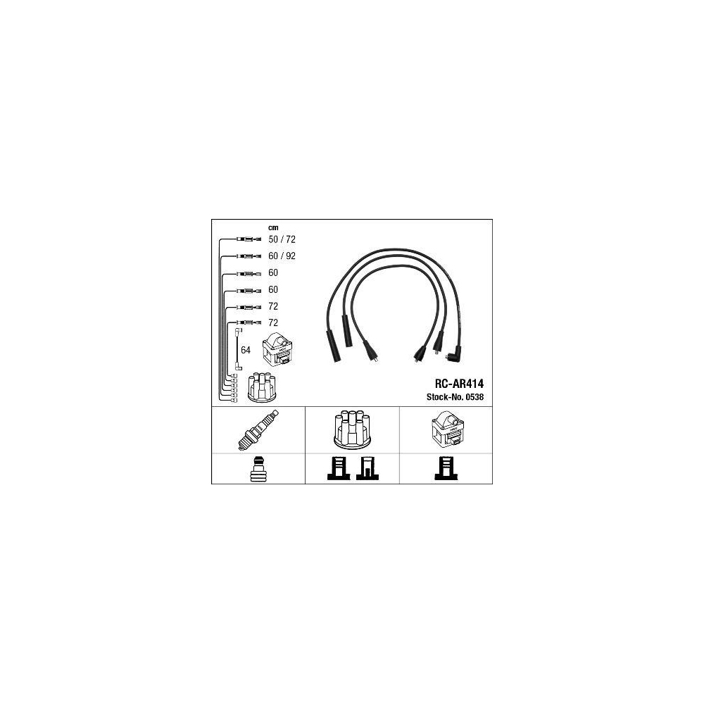 Z&uuml;ndleitungssatz NGK 0538 f&uuml;r MG ROVER, f&uuml;r Fahrzeuge mit Z&uuml;ndverteiler