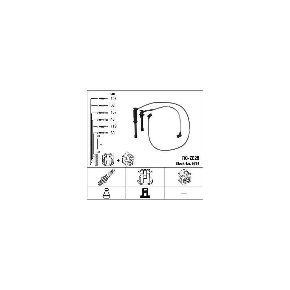 Z&uuml;ndleitungssatz NGK 9874 f&uuml;r MAZDA