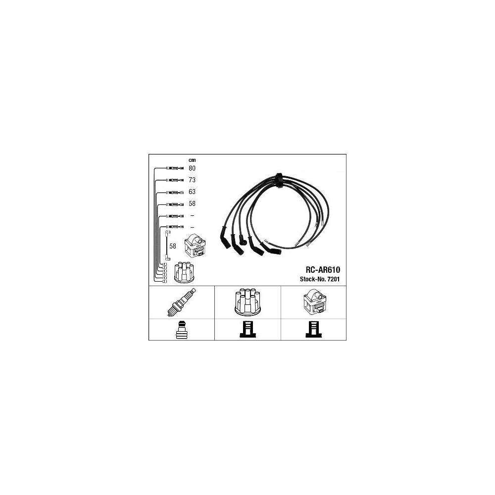 Z&uuml;ndleitungssatz NGK 7201 f&uuml;r ALFA ROMEO FIAT LANCIA FERRARI MASERATI ABARTH