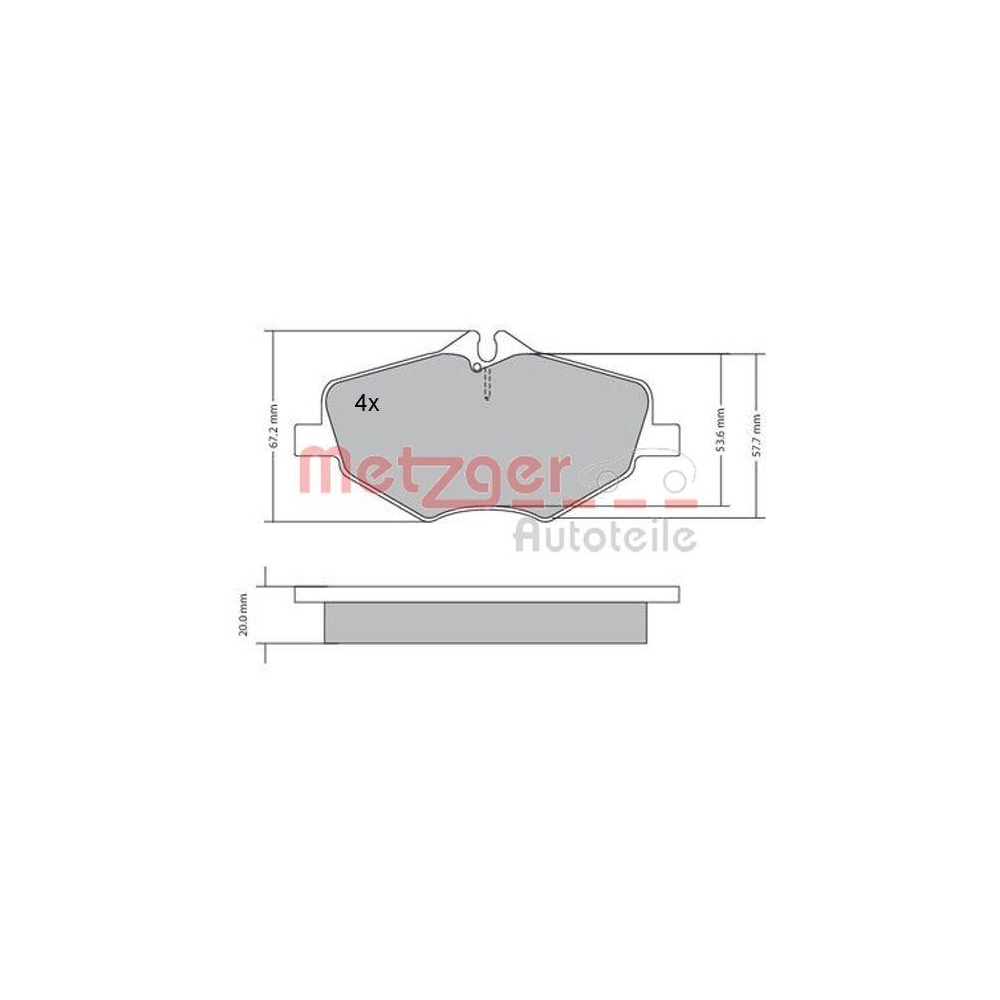 Bremsbelagsatz, Scheibenbremse METZGER 1170087 f&uuml;r MERCEDES-BENZ, Vorderachse