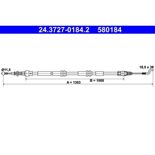 Seilzug, Feststellbremse ATE 24.3727-0184.2 f&uuml;r VAG, hinten