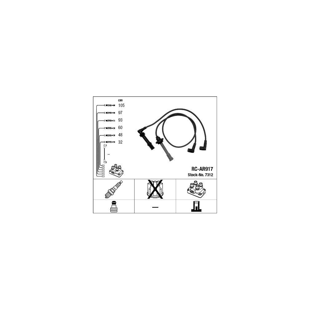 Z&uuml;ndleitungssatz NGK 7312 f&uuml;r ALFA ROMEO FIAT LANCIA FERRARI MASERATI ABARTH