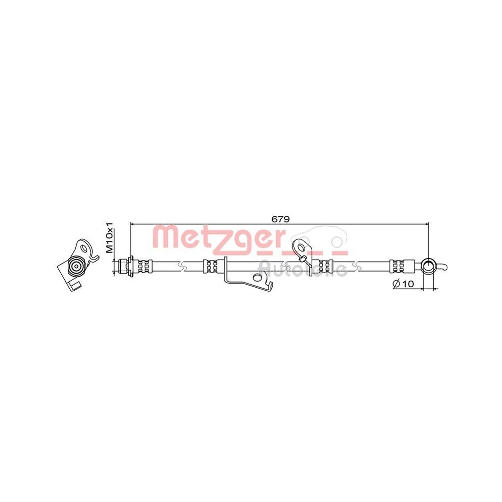 Bremsschlauch METZGER 4111887 f&uuml;r TOYOTA, Vorderachse rechts
