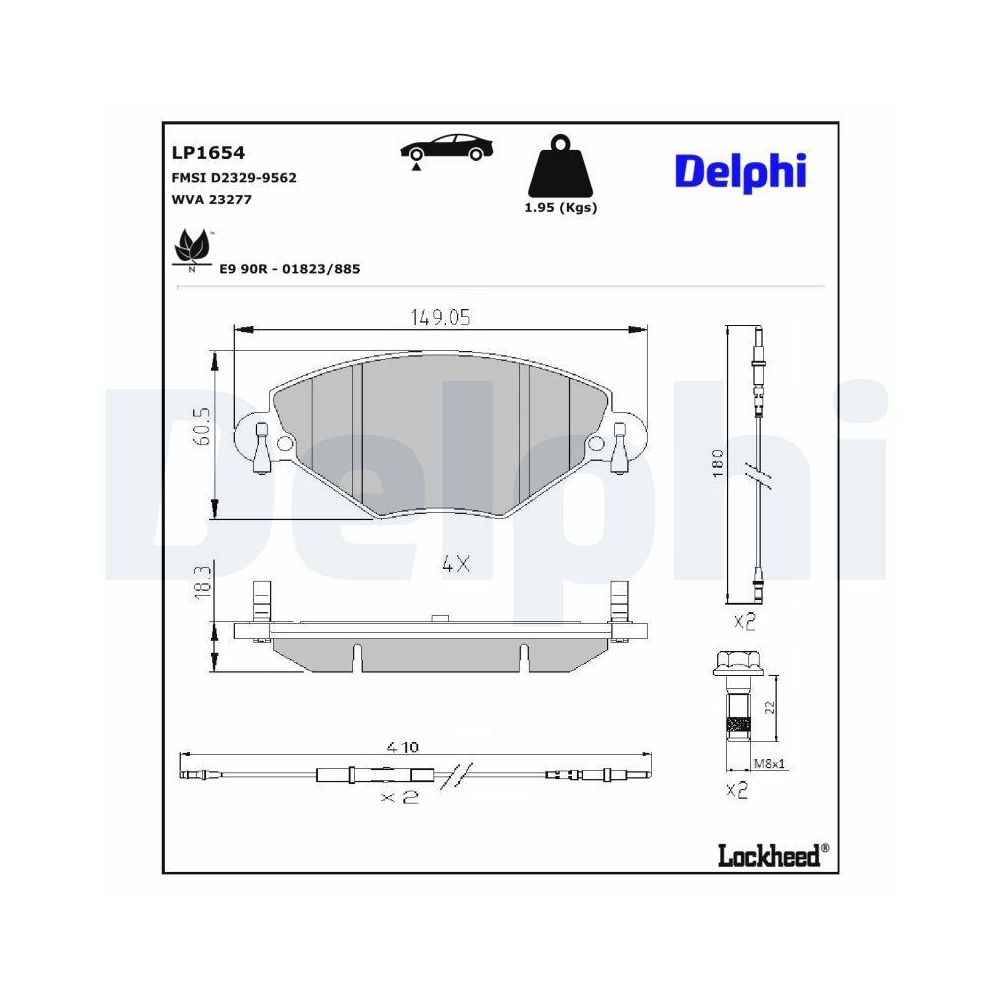 DELPHI LP1654 Bremsbelagsatz, Scheibenbremse f&uuml;r CITRO&Euml;N, Vorderachse