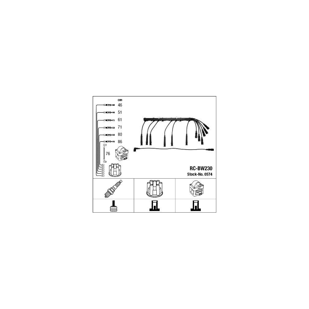 Z&uuml;ndleitungssatz NGK 0574 f&uuml;r BMW MINI, f&uuml;r Fahrzeuge mit Z&uuml;ndverteiler