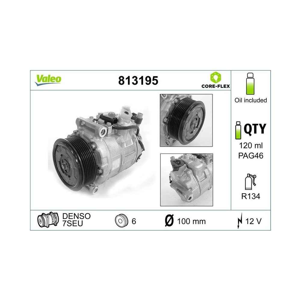 Kompressor, Klimaanlage VALEO 813195 VALEO CORE-FLEX f&uuml;r MERCEDES-BENZ