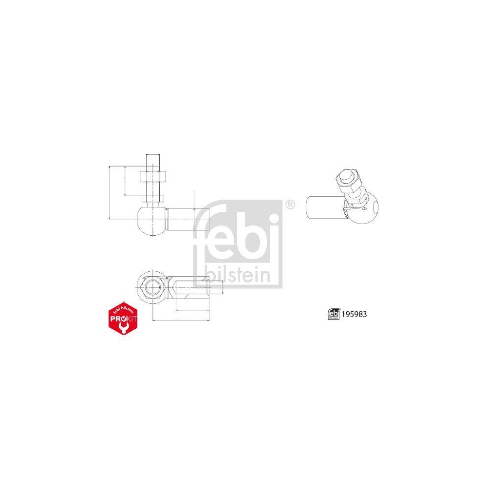 Kugelkopf, Schaltgestänge FEBI BILSTEIN 195983 ProKit für MAN, getriebeseitig