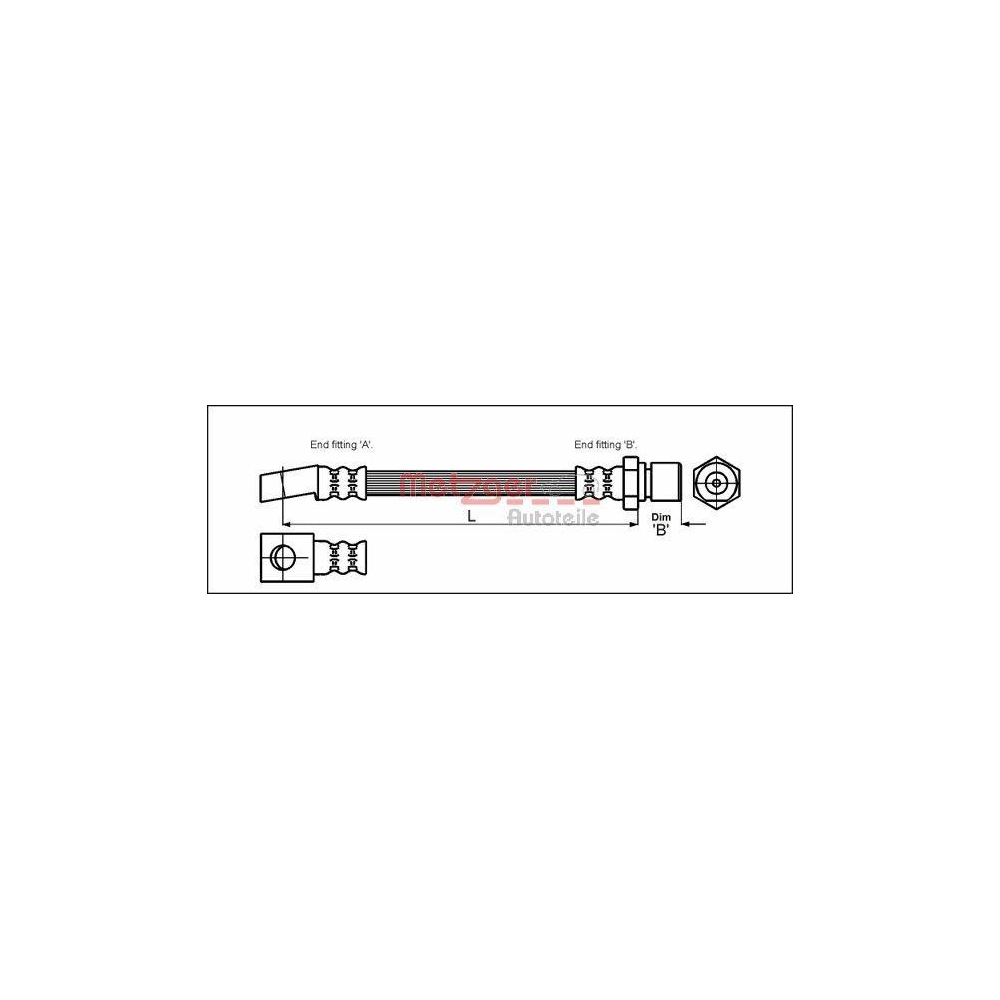Bremsschlauch METZGER 4111947 f&uuml;r OPEL, Vorderachse links, Vorderachse rechts
