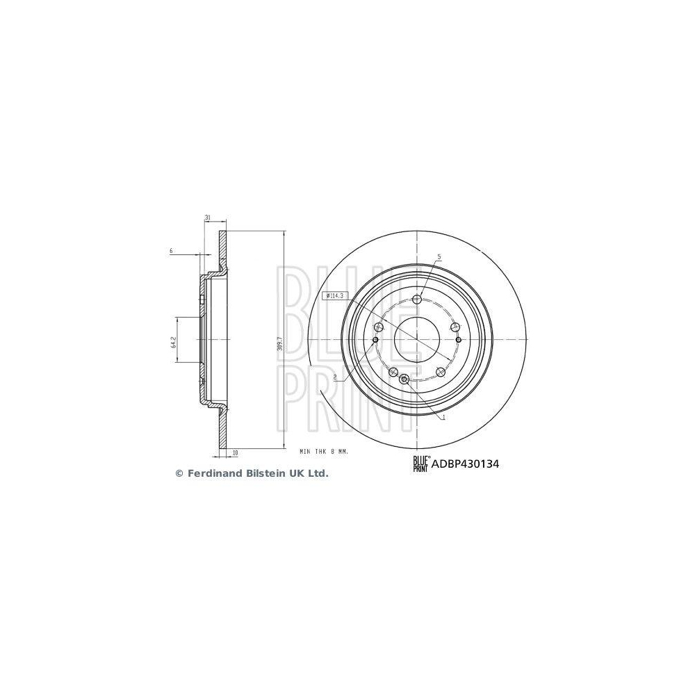 BLUE PRINT ADBP430134 2 St&uuml;ck Bremsscheiben f&uuml;r HONDA ACURA, Hinterachse