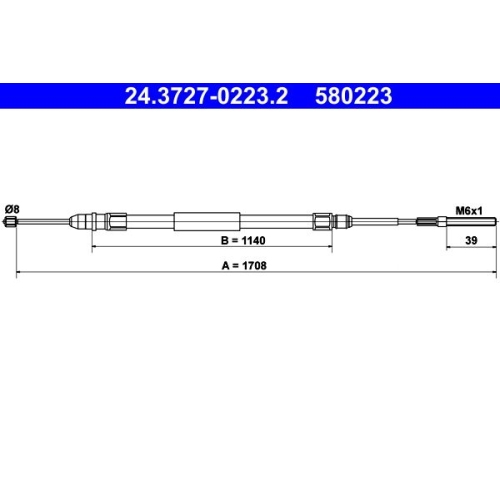 Seilzug, Feststellbremse ATE 24.3727-0223.2 f&uuml;r BMW, hinten rechts