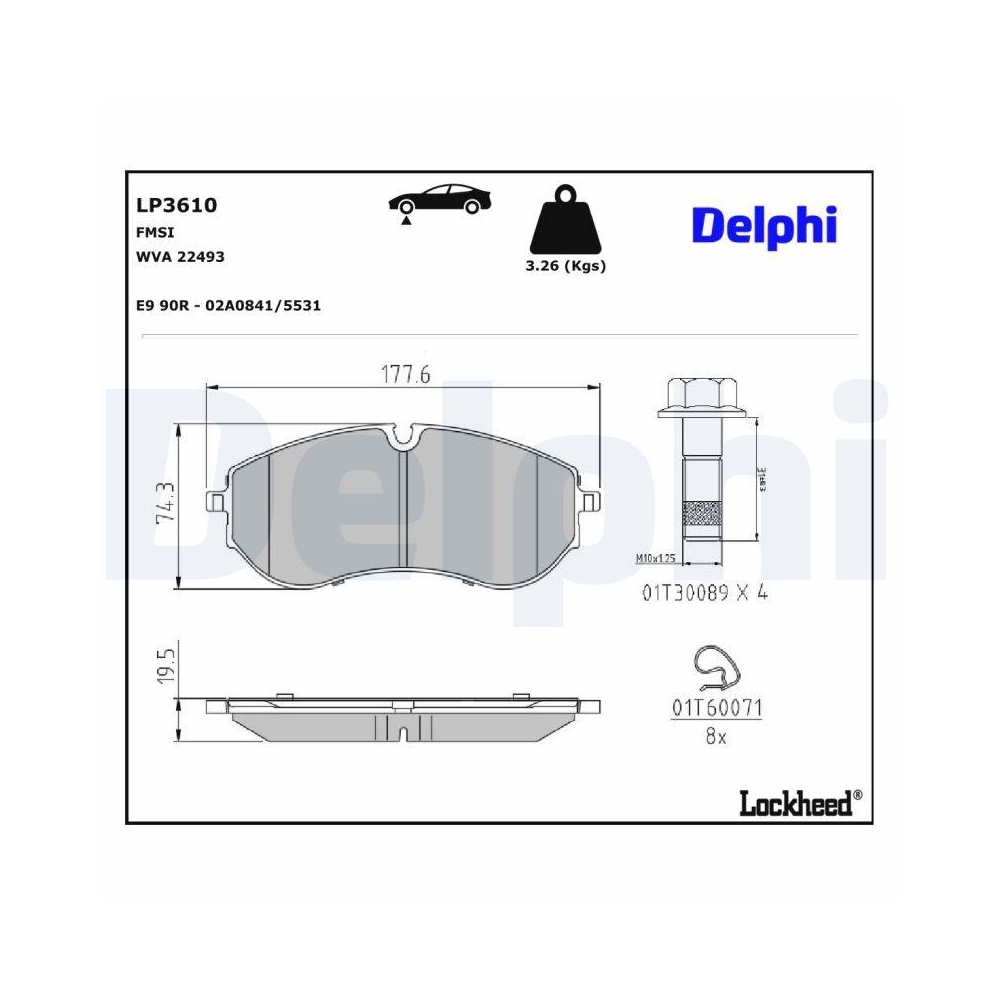 DELPHI LP3610 Bremsbelagsatz, Scheibenbremse für MAN VW, Vorderachse