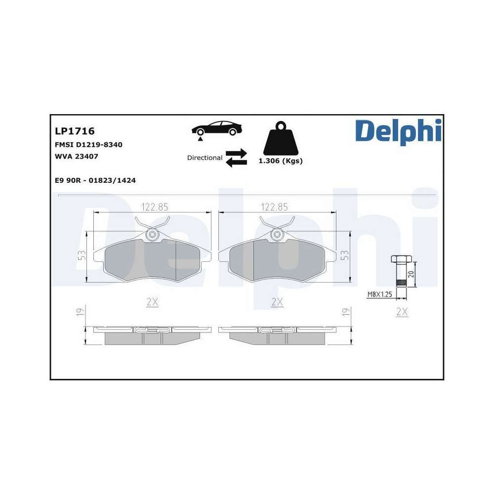 DELPHI LP1716 Bremsbelagsatz, Scheibenbremse f&uuml;r CITRO&Euml;N, Vorderachse