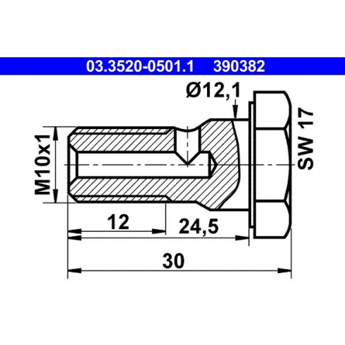 Hohlschraube ATE 03.3520-0501.1 für PORSCHE