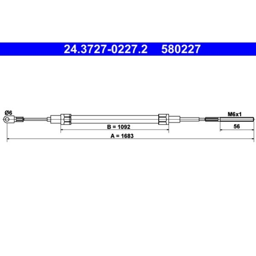 Seilzug, Feststellbremse ATE 24.3727-0227.2 f&uuml;r BMW, hinten