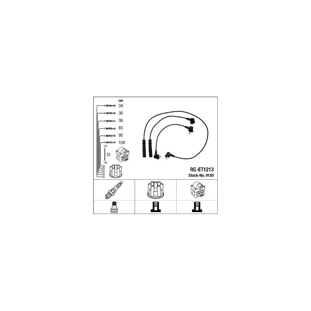 Z&uuml;ndleitungssatz NGK 9150 f&uuml;r TOYOTA LEXUS, f&uuml;r Fahrzeuge mit Z&uuml;ndverteiler