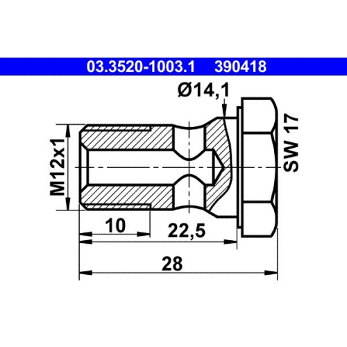 Hohlschraube ATE 03.3520-1003.1 für HANOMAG KÄSSBOHRER MAGIRUS-DEUTZ STEYR VAG