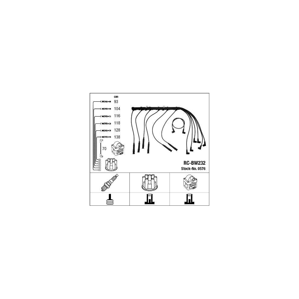 Z&uuml;ndleitungssatz NGK 0576 f&uuml;r BMW MINI, f&uuml;r Fahrzeuge mit Z&uuml;ndverteiler