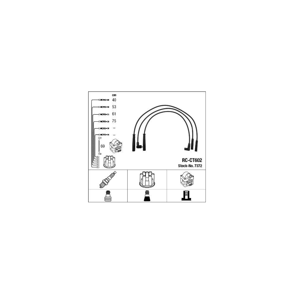 Zündleitungssatz NGK 7372 für, für Fahrzeuge mit Zündverteiler