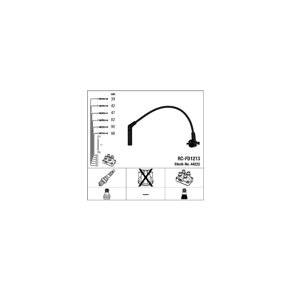 Z&uuml;ndleitungssatz NGK 44222 f&uuml;r FORD