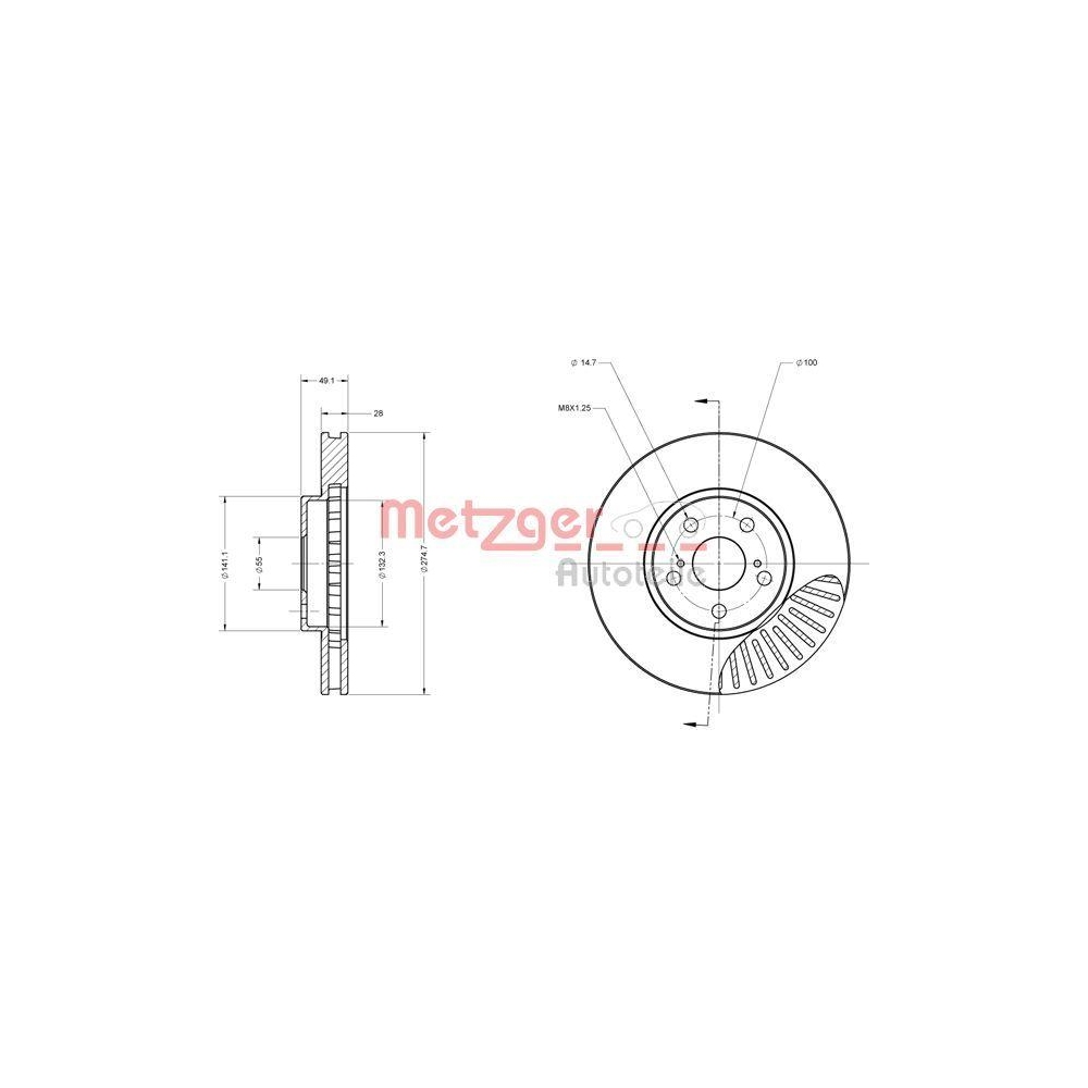 Bremsscheibe METZGER 6110315 f&uuml;r TOYOTA, Vorderachse