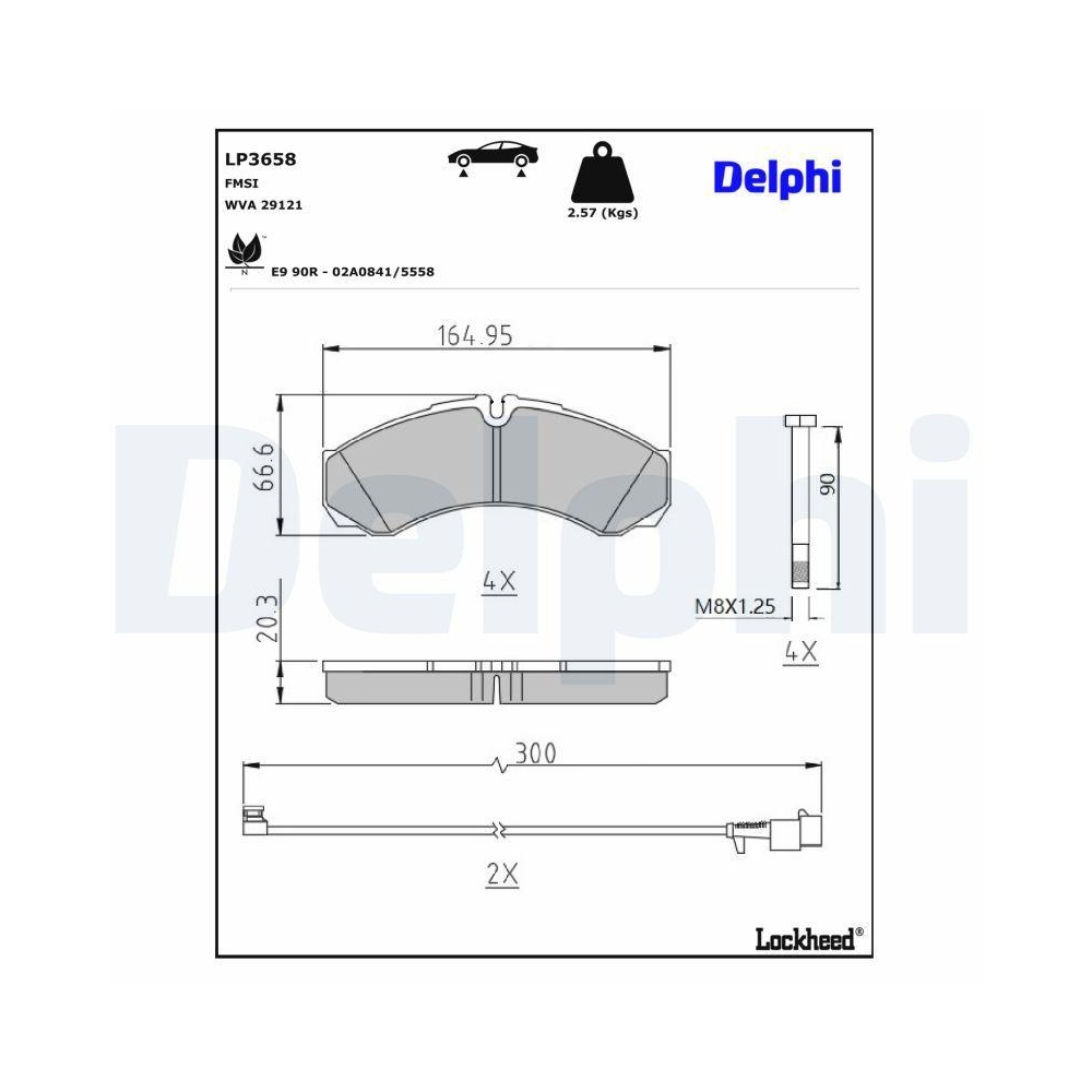 DELPHI LP3658 Bremsbelagsatz, Scheibenbremse f&uuml;r IVECO, Hinterachse, Vorderachse
