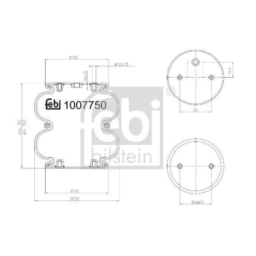 FEBI BILSTEIN 1007750 Federbalg, Luftfederung febi Plus f&uuml;r DAF HENDRICKSON