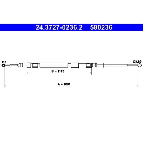 Seilzug, Feststellbremse ATE 24.3727-0236.2 f&uuml;r BMW, hinten links