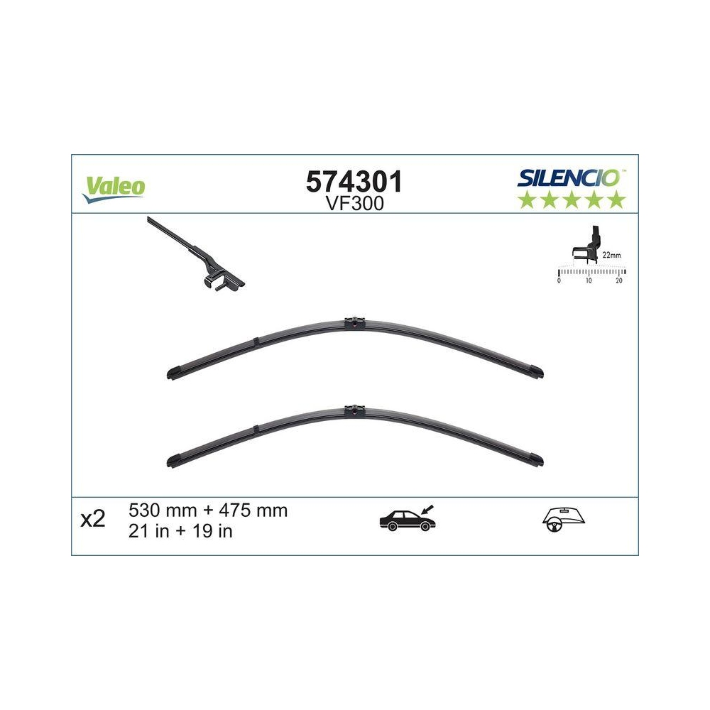 Wischblatt VALEO 574301 SILENCIO FLAT BLADE SET für MAZDA SKODA VW VW (FAW)
