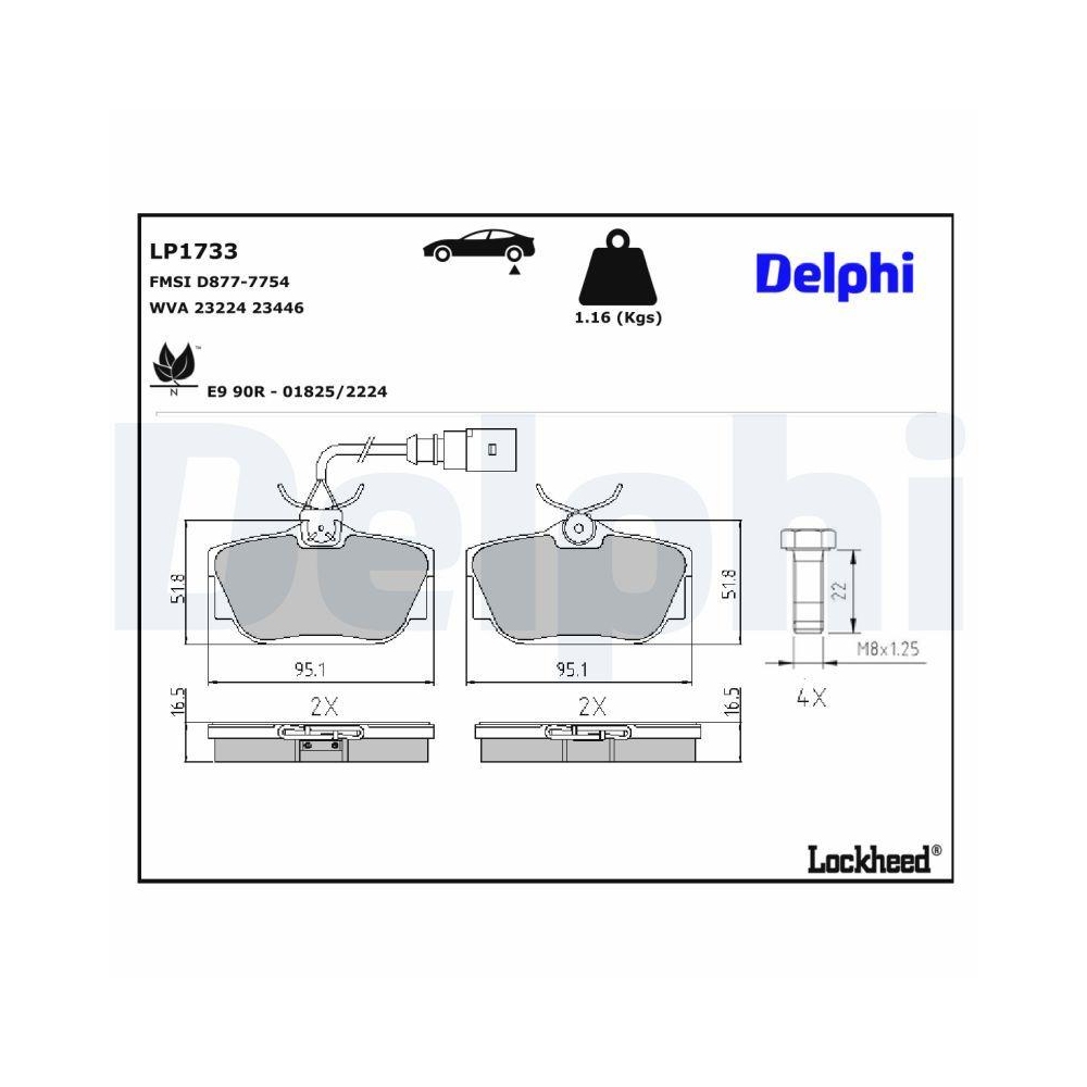 DELPHI LP1733 Bremsbelagsatz, Scheibenbremse f&uuml;r FORD SEAT VW, Hinterachse