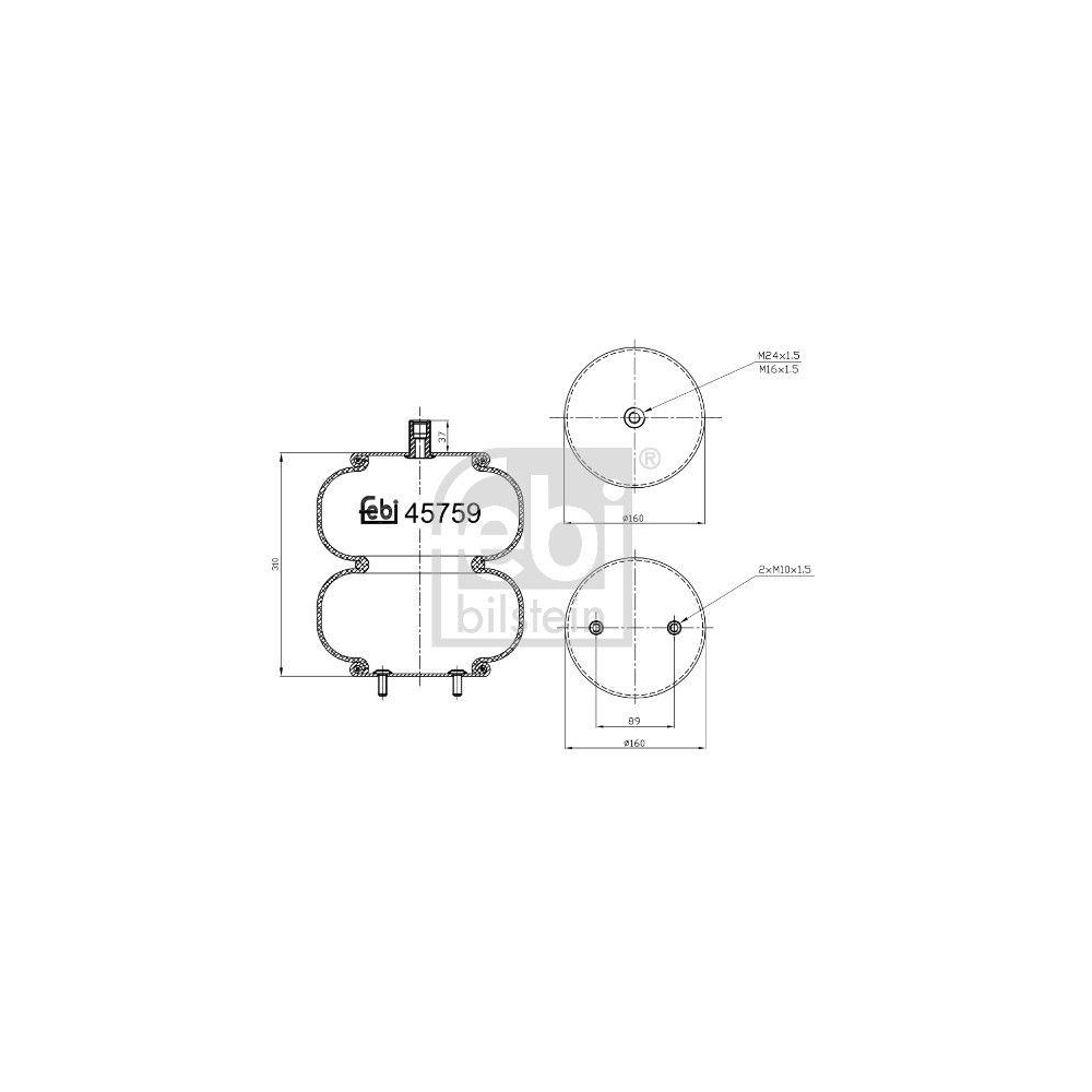 Federbalg, Luftfederung FEBI BILSTEIN 45759 für VOLVO RENAULT TRUCKS