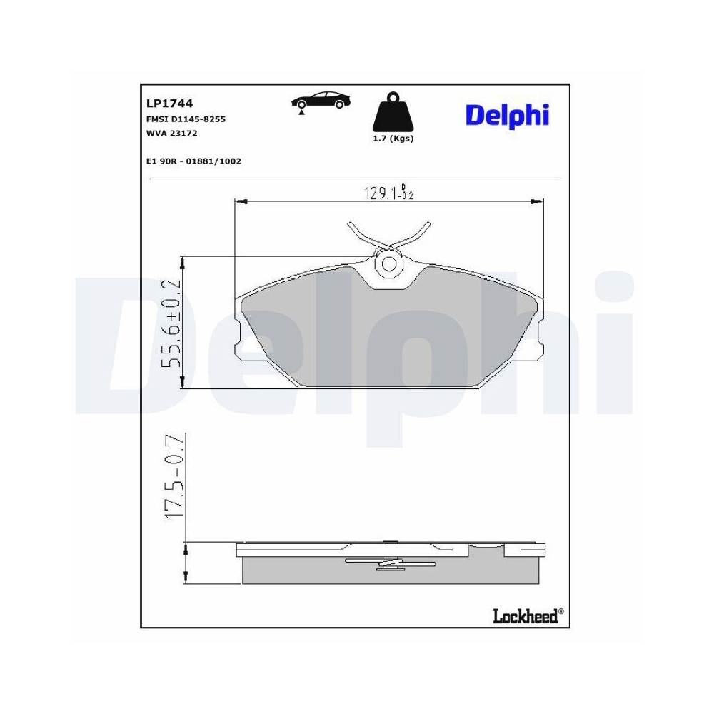 DELPHI LP1744 Bremsbelagsatz, Scheibenbremse für RENAULT, Vorderachse