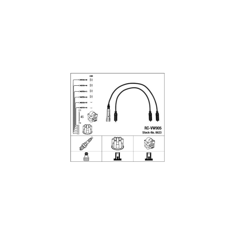 Z&uuml;ndleitungssatz NGK 8623 f&uuml;r, f&uuml;r Fahrzeuge mit Z&uuml;ndverteiler