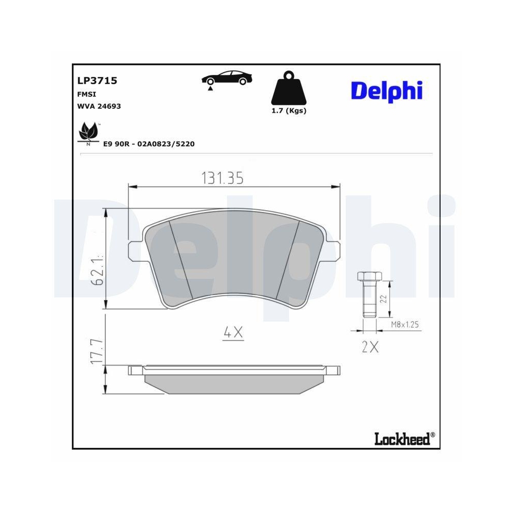 DELPHI LP3715 Bremsbelagsatz, Scheibenbremse f&uuml;r MERCEDES-BENZ, Vorderachse