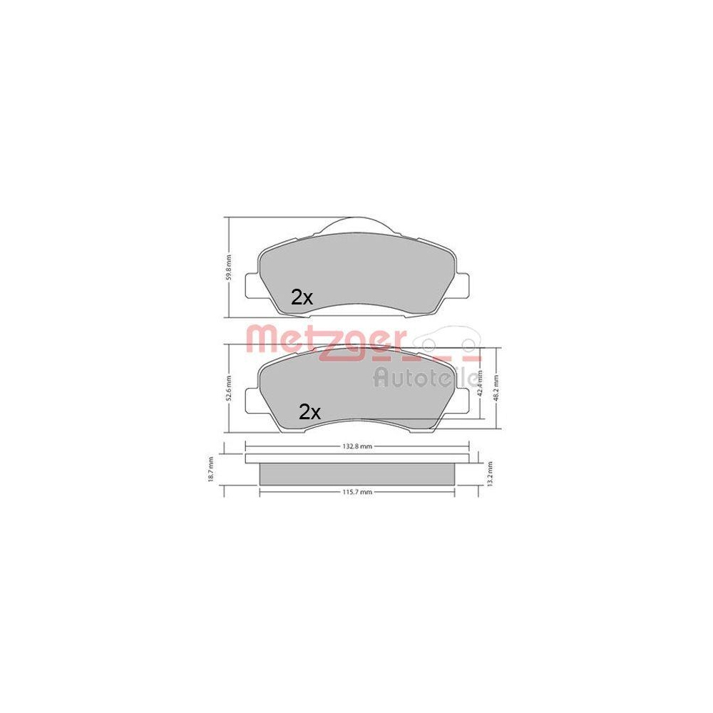 Bremsbelagsatz, Scheibenbremse METZGER 1170690 f&uuml;r CITRO&Euml;N PEUGEOT, Vorderachse