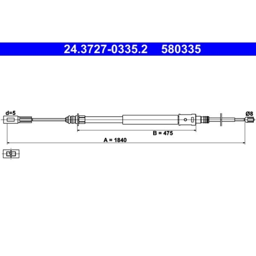 Seilzug, Feststellbremse ATE 24.3727-0335.2 f&uuml;r CITRO&Euml;N, vorne