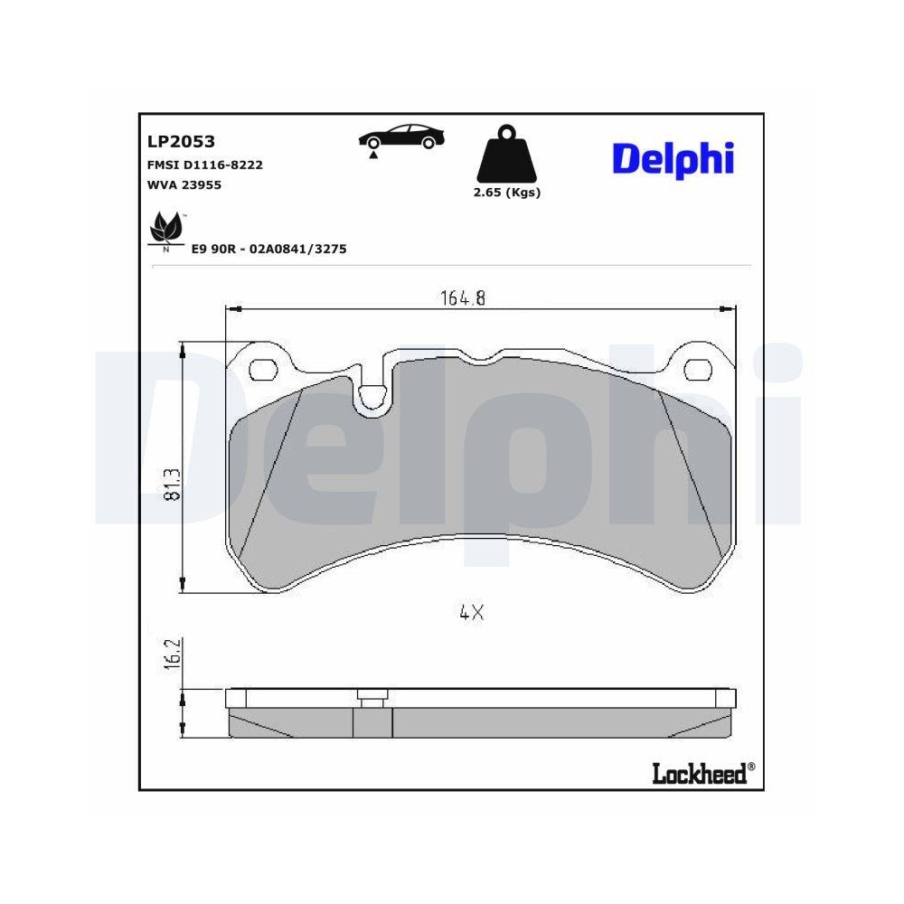 DELPHI LP2053 Bremsbelagsatz, Scheibenbremse f&uuml;r MERCEDES-BENZ MASERATI
