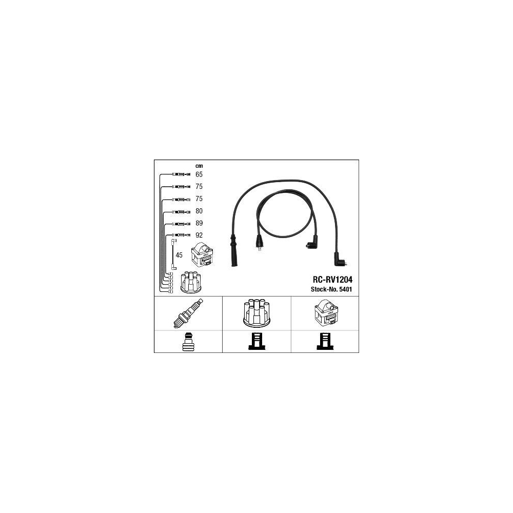 Zündleitungssatz NGK 5401 für, für Fahrzeuge mit Zündverteiler
